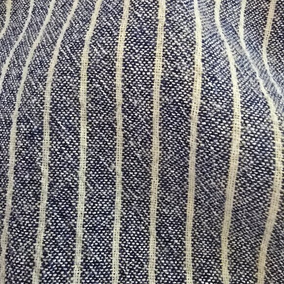 HARPER HERITAGE SHIFT DRESS BLUE DENIUM WHITE STRIPE COTTON CUFFED SLEEVE SMALL - Picture 7 of 9